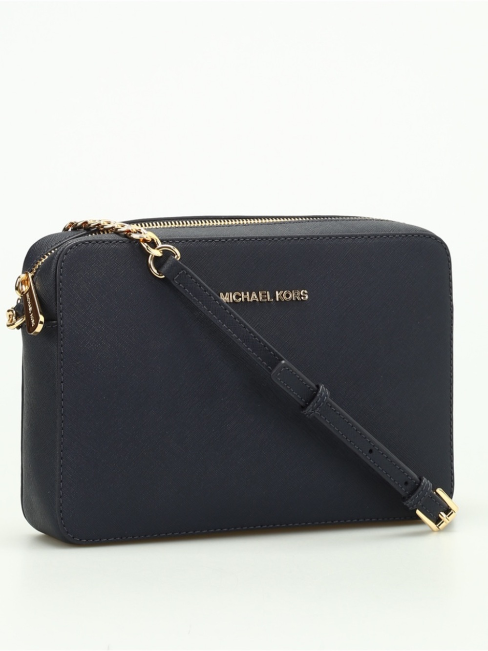 Michael Kors Navy Saffiano Crossbody with Gold Hardware